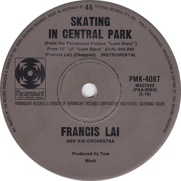 Francis Lai : Theme From Love Story (7", Single)