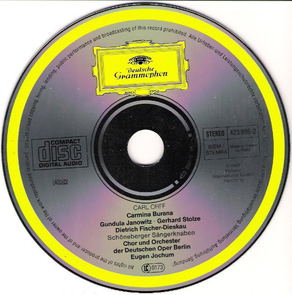 Carl Orff - Gundula Janowitz · Gerhard Stolze · Dietrich Fischer-Dieskau · Chor* Und Orchester Der Deutschen Oper Berlin, Eugen Jochum : Carmina Burana (CD, Album, RE, RM)