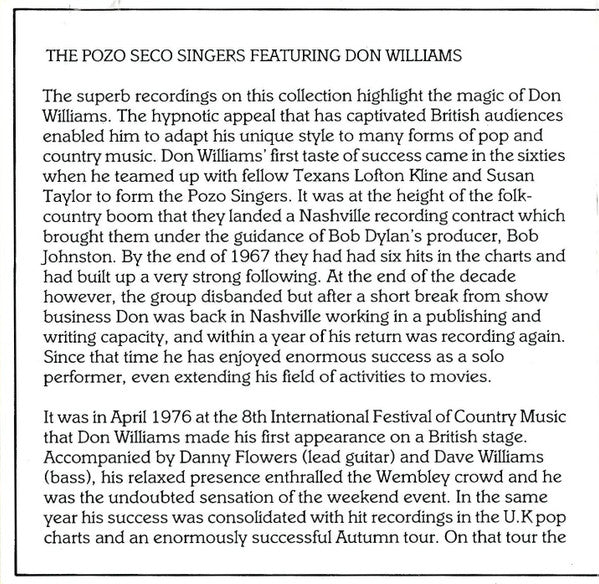 The Pozo Seco Singers* Featuring Don Williams (2) : The Pozo Seco Singers Featuring Don Williams (CD, Comp)