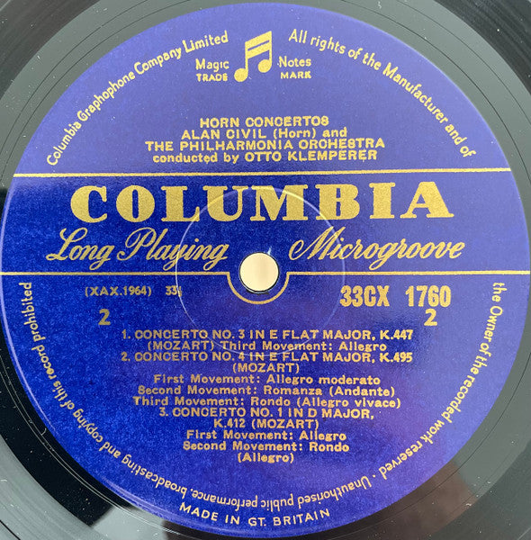 Wolfgang Amadeus Mozart, Alan Civil, Otto Klemperer, Philharmonia Orchestra : Horn Concertos (LP, Mono)