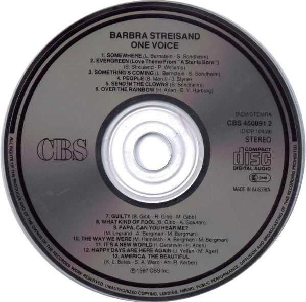 Barbra Streisand : One Voice (CD, Album)