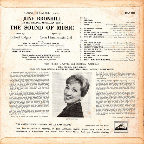 Richard Rodgers, Oscar Hammerstein II, June Bronhill, Original Australian Cast* : The Sound Of Music (LP, Album, Mono)
