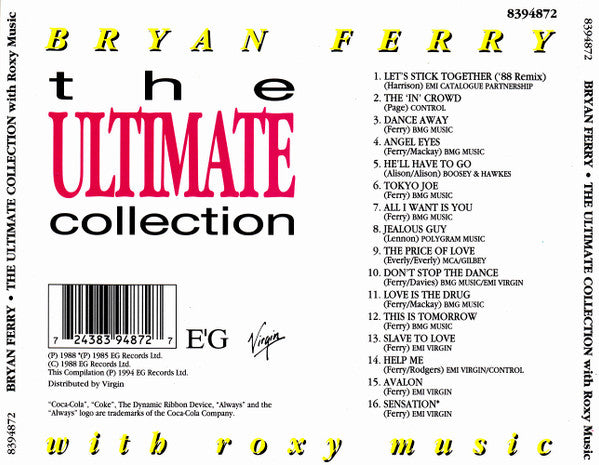 Bryan Ferry With Roxy Music : The Ultimate Collection (CD, Comp, RE)