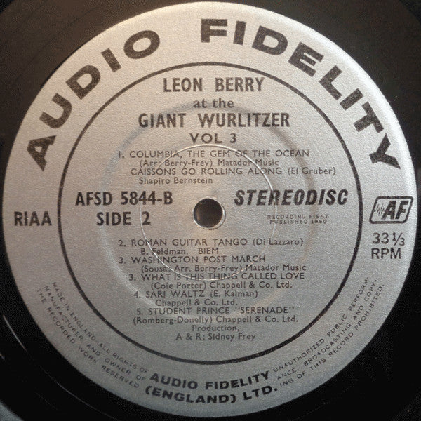 Leon Berry : Giant Wurlitzer Vol. 3 (LP)