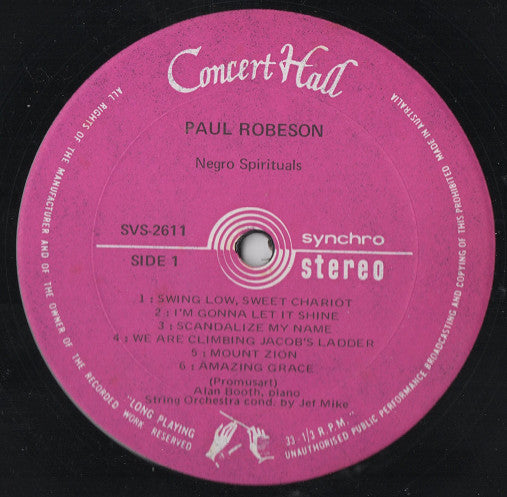 Paul Robeson : Negro Spirituals (LP, Album)