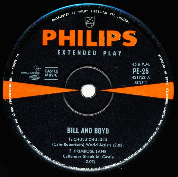 Bill And Boyd : Chulu Chululu (7", EP)