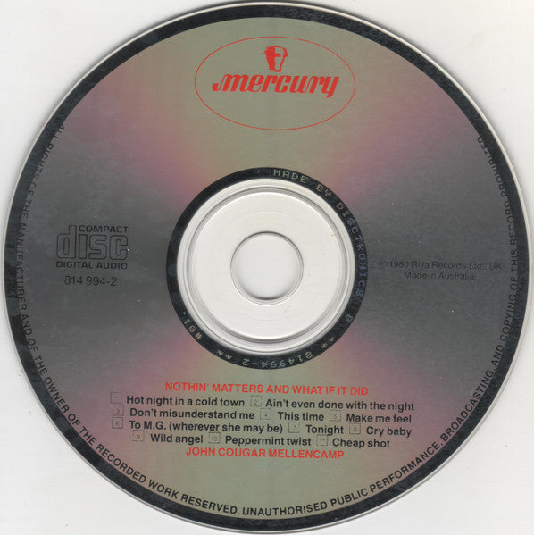 John Cougar* : Nothin' Matters And What If It Did (CD, Album)