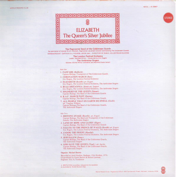 Coldstream Guards, London Festival Orchestra, The Ambrosian Singers : Elizabeth - The Queen's Silver Jubilee (LP, Album, Club)