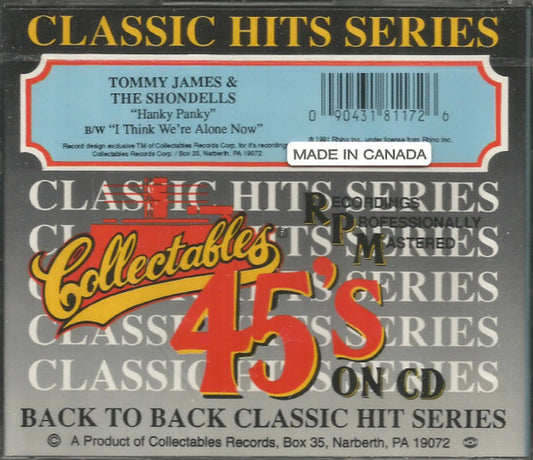 Tommy James & The Shondells : Hanky Panky / I Think We're Alone Now (CD, Single)