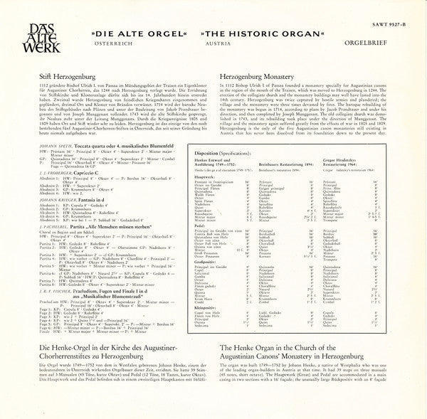 Herbert Tachezi : Österreich - Augustiner Chorherrenstift, Herzogenburg, Franzikanerkirche in Wien (LP)