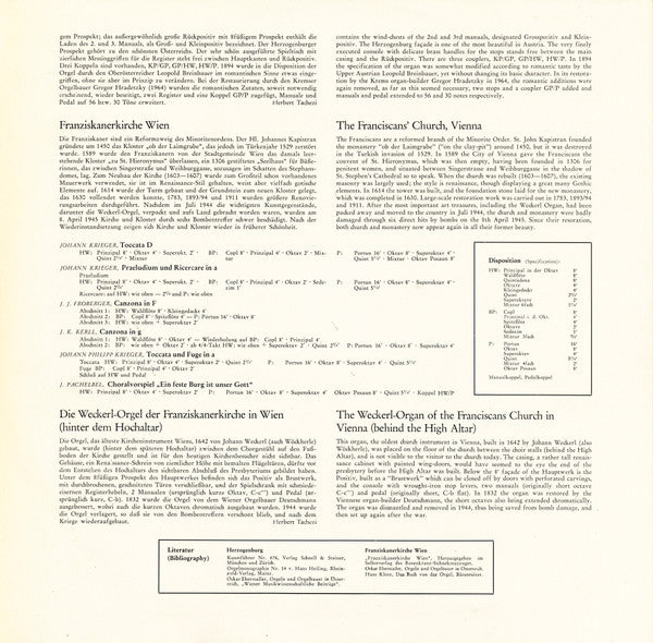 Herbert Tachezi : Österreich - Augustiner Chorherrenstift, Herzogenburg, Franzikanerkirche in Wien (LP)
