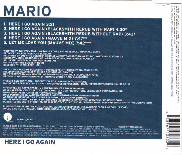 Mario : Here I Go Again (CD, Single)