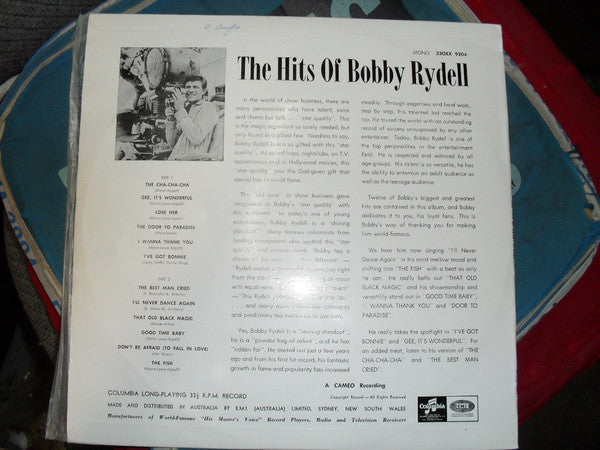 Bobby Rydell : The Hits Of Bobby Rydell (LP, Comp, Mono)