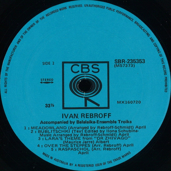 Ivan Rebroff : Ivan Rebroff (Accompanied By Balalaika-Ensemble Troika) (LP, Album)