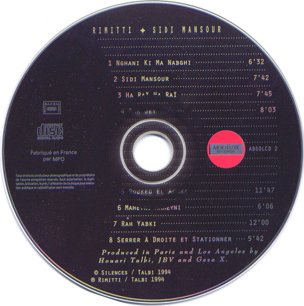 Rimitti* : Sidi Mansour (CD, Album, Dig)