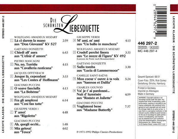 Various : Die Schönsten Liebesduette (Duetti D' Amore) (CD, Comp, RM)