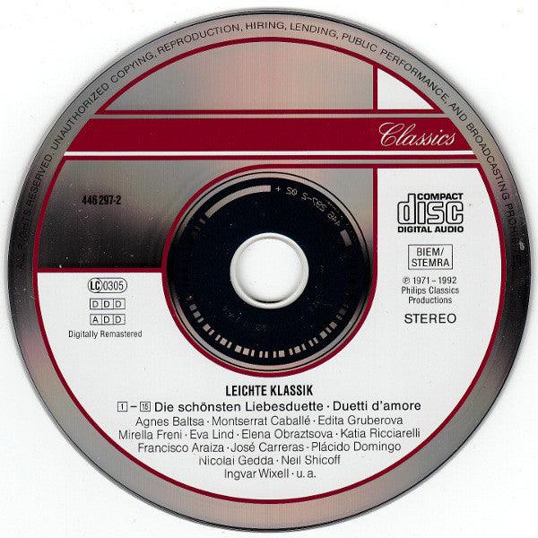 Various : Die Schönsten Liebesduette (Duetti D' Amore) (CD, Comp, RM)