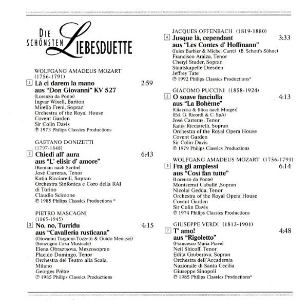 Various : Die Schönsten Liebesduette (Duetti D' Amore) (CD, Comp, RM)