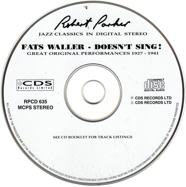 Fats Waller : Fats Waller - Doesn’t Sing 1927 1941  (CD, Rep)