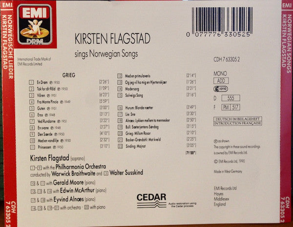 Kirsten Flagstad : Norwegian Songs (CD, Album, Comp, Mono, RM)