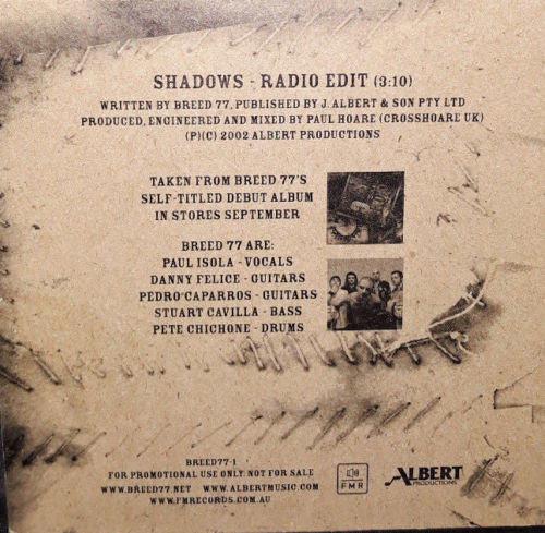 Breed 77 : Shadows (CD, Single, Promo, Car)