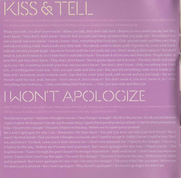 Selena Gomez & The Scene : Kiss & Tell (CD, Album, Enh)