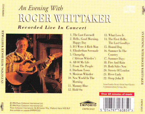 Roger Whittaker : An Evening With Roger Whittaker (CD)