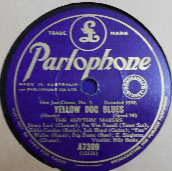 The Rhythm Makers* : Yellow Dog Blues / Yes Suh! (Shellac, 10")