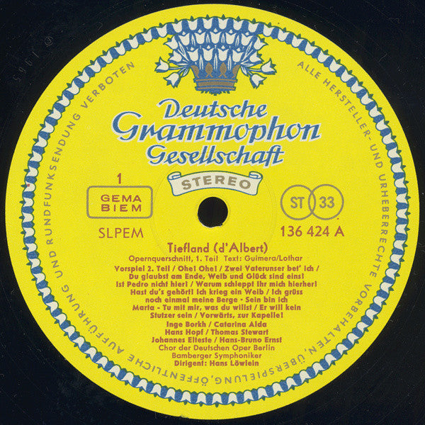 Eugen D'Albert, Inge Borkh ∙ Catarina Alda*, Hans Hopf ∙ Thomas Stewart (2), Hans Löwlein : Tiefland (LP, Album, RP)
