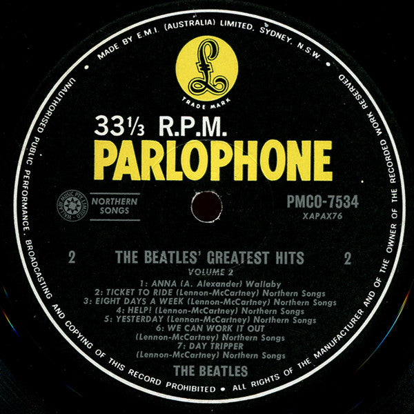 The Beatles : Greatest Hits Volume 2 (LP, Comp, Mono)
