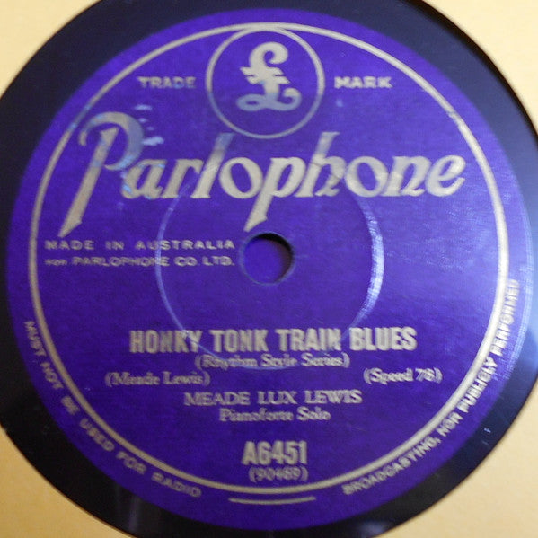 Meade Lux Lewis* / Jess Stacy : Honky Tonk Train Blues / Barrelhouse (Shellac, 10")