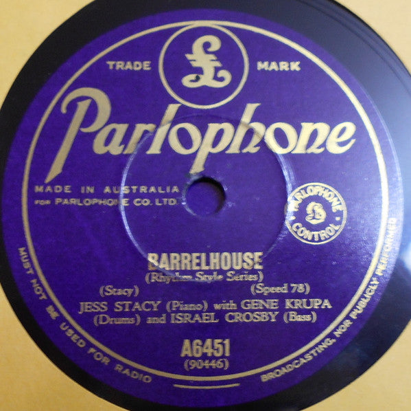 Meade Lux Lewis* / Jess Stacy : Honky Tonk Train Blues / Barrelhouse (Shellac, 10")