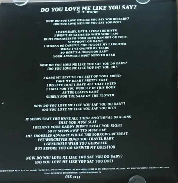 Terence Trent D'Arby : Do You Love Me Like You Say? (CD, Single, Promo)