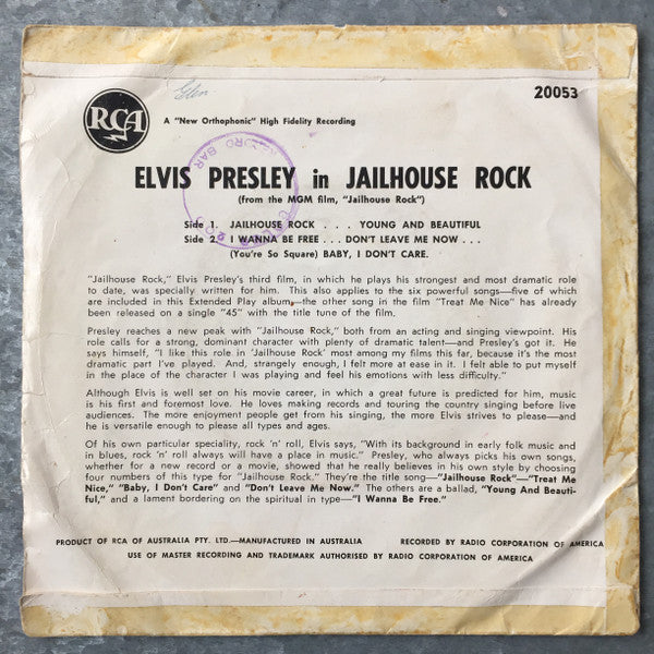 Elvis Presley : Jailhouse Rock (7", Album, EP)