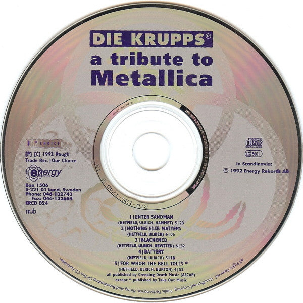 Die Krupps : A Tribute To Metallica (CD, MiniAlbum)