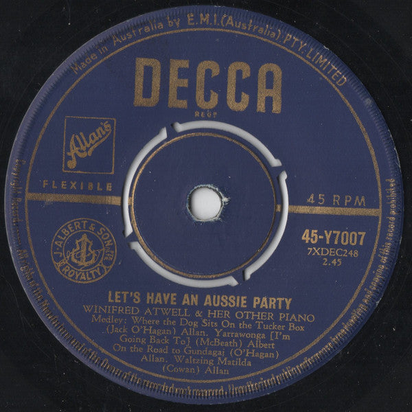 Winifred Atwell And Her Other Piano* : Let's Have An Aussie Party (7")