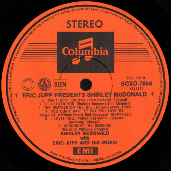Eric Jupp Presents Shirley McDonald : Eric Jupp Presents Shirley McDonald (LP)