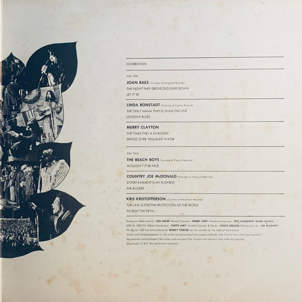 Various : Celebration Recorded Live Big Sur Folk Festival Monterey, California 1970 (LP, Comp, Gat)