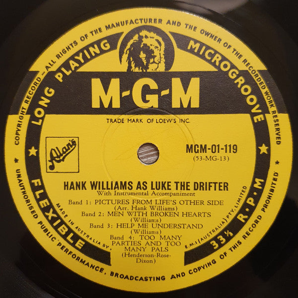 Luke The Drifter : Hank Williams As Luke The Drifter (10", Album, Comp)