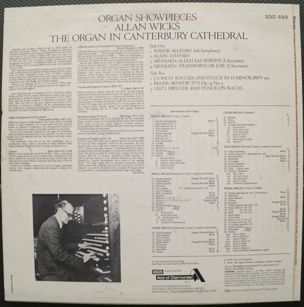 Allan Wicks, Bach*, Liszt*, Widor*, Alain*, Messiaen* : Organ Showpieces (LP)