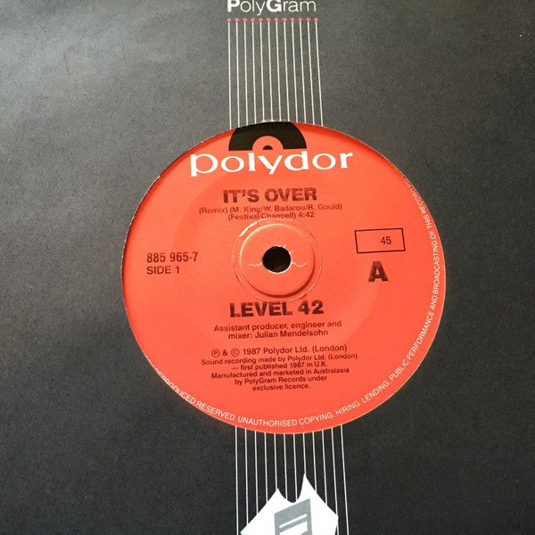 Level 42 : It's Over (7", Single)