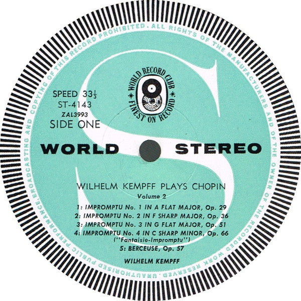 Wilhelm Kempff, Frédéric Chopin : Chopin Recital (Record Two) (LP, Album, Club)