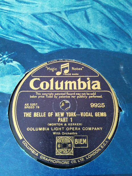 Columbia Light Opera Company : The Belle Of New York - Vocal Gems (Shellac, 12")