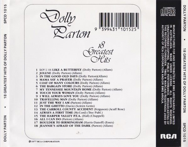 Dolly Parton : 18 Greatest Hits (CD, Comp, RE, RM)