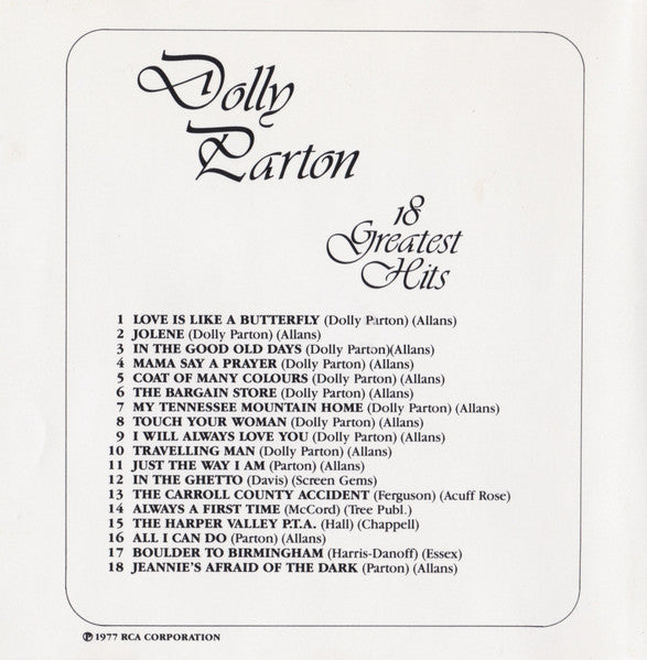 Dolly Parton : 18 Greatest Hits (CD, Comp, RE, RM)
