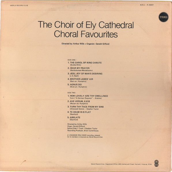 The Choir Of Ely Cathedral* : Choral Favourites (LP, Album, Club, RE)