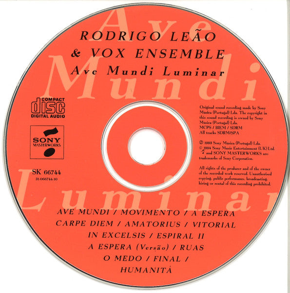 Rodrigo Leão & Vox Ensemble : Ave Mundi Luminar (CD, Album)