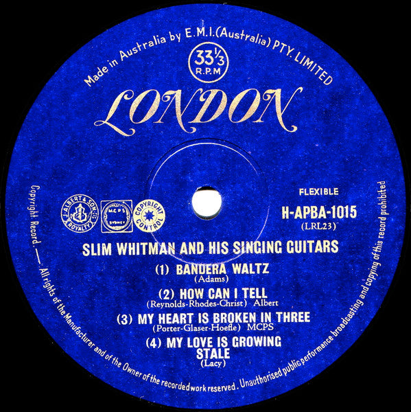 Slim Whitman : Slim Whitman And His Singing Guitar (10", Album)