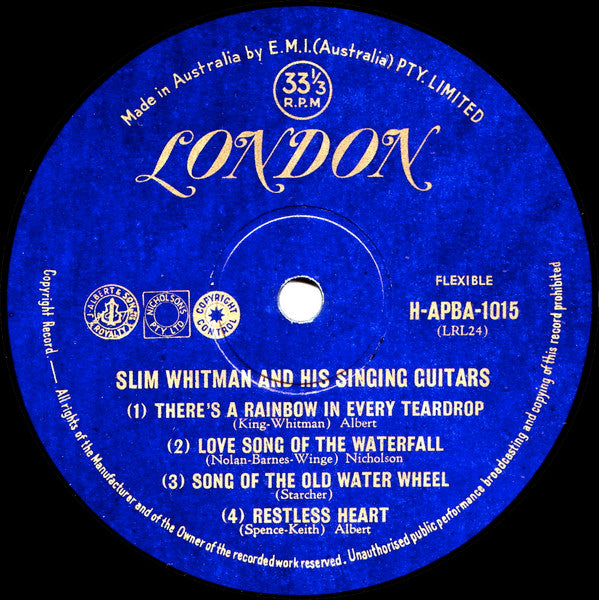 Slim Whitman : Slim Whitman And His Singing Guitar (10", Album)
