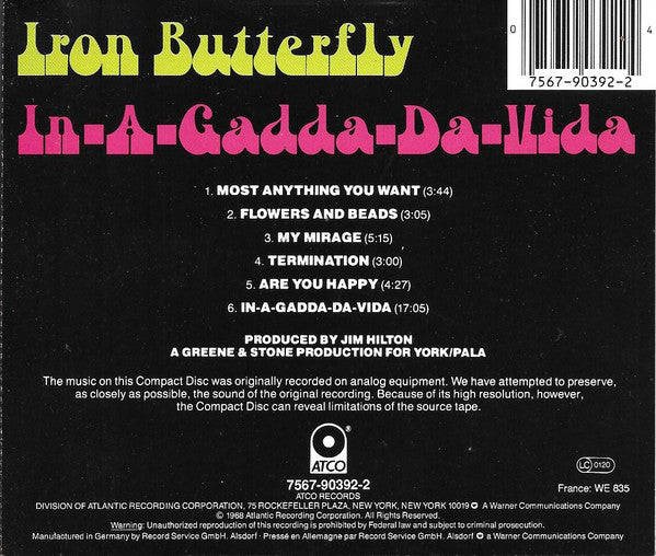 Iron Butterfly : In-A-Gadda-Da-Vida (CD, Album, RE)